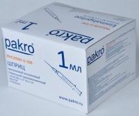 1 мл трехкомпонентный шприц Pakro инсулиновый U100 , с иглой 0,3х13, 100 шт купить в Твери
