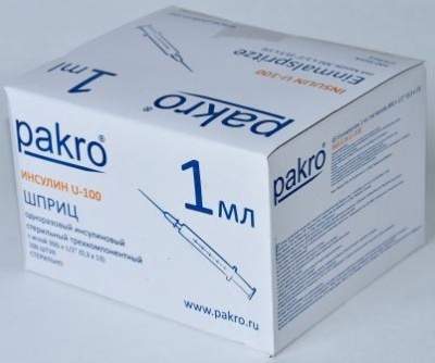 1 мл трехкомпонентный шприц Pakro инсулиновый U100 , с иглой 0,3х13, 100 шт купить оптом в Твери